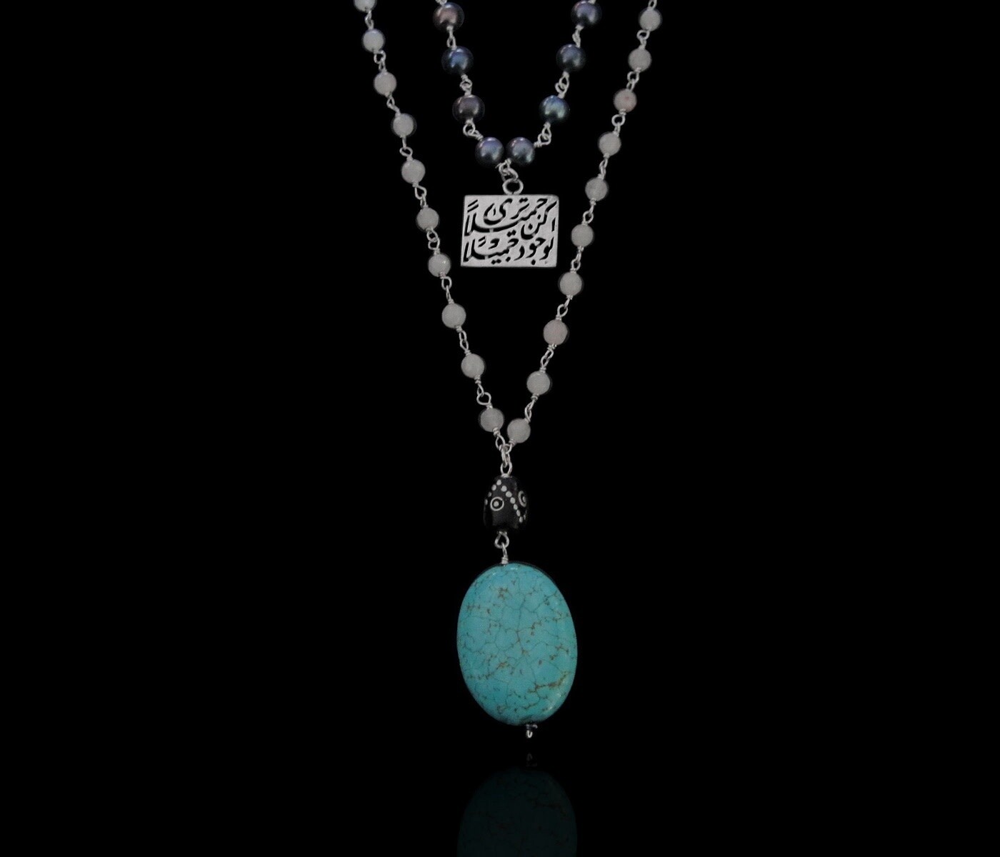TWO ROW NECKLACE WITH KUN JAMEELAN PENDANT