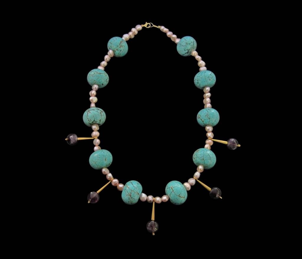ROMAN BEAD NECKLACE WITH 5 PENDANTS