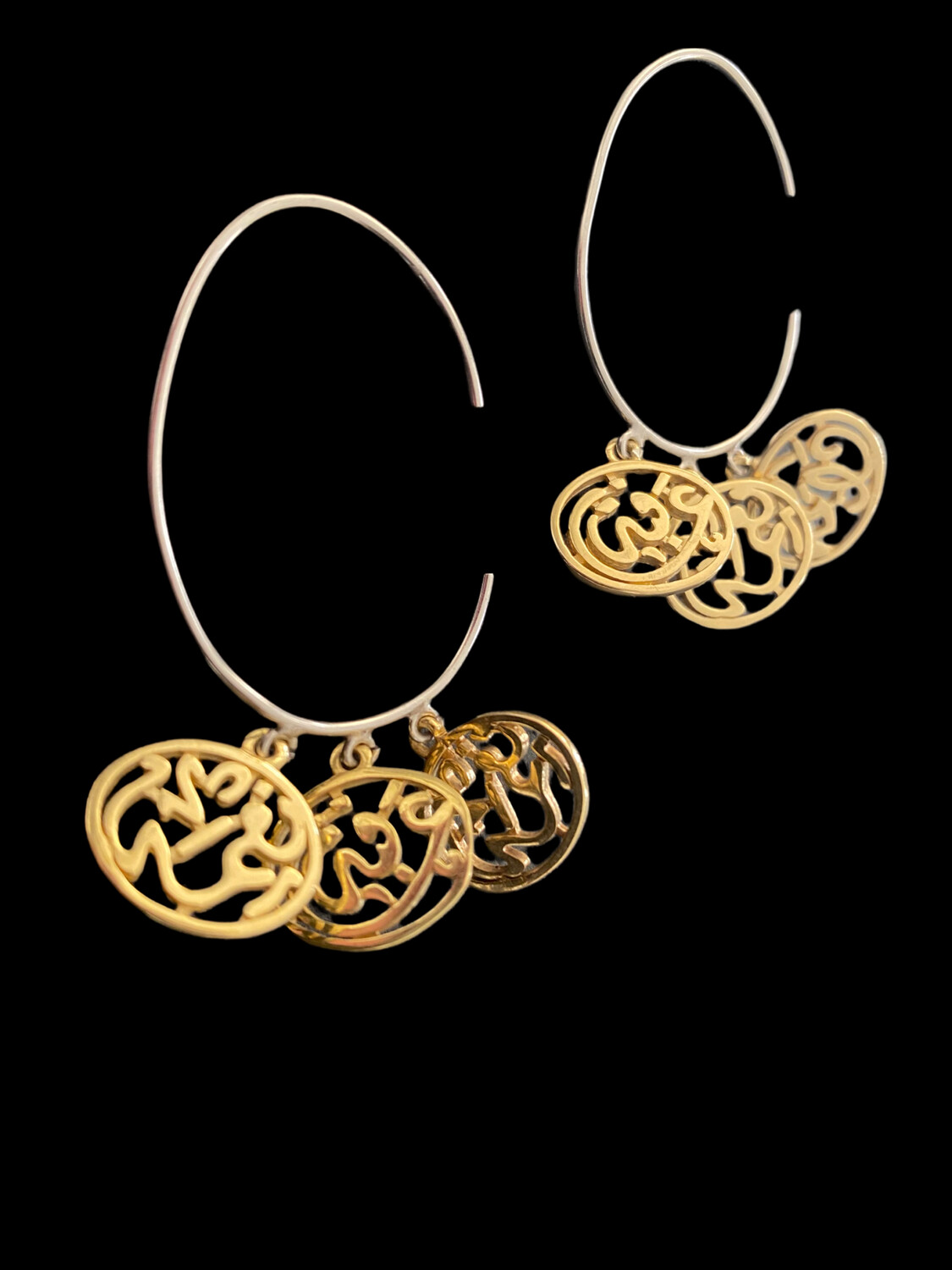 OVAL HOOP EARRINGS WITH GP NIMA AFIA GP WORDS