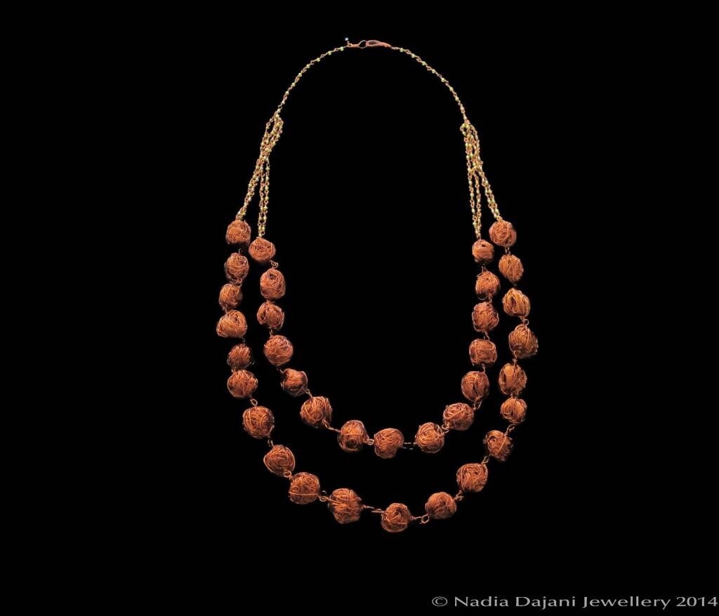 Double Row Large Copper Bead Necklace