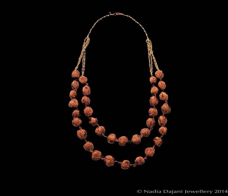 Double Row Large Copper Bead Necklace