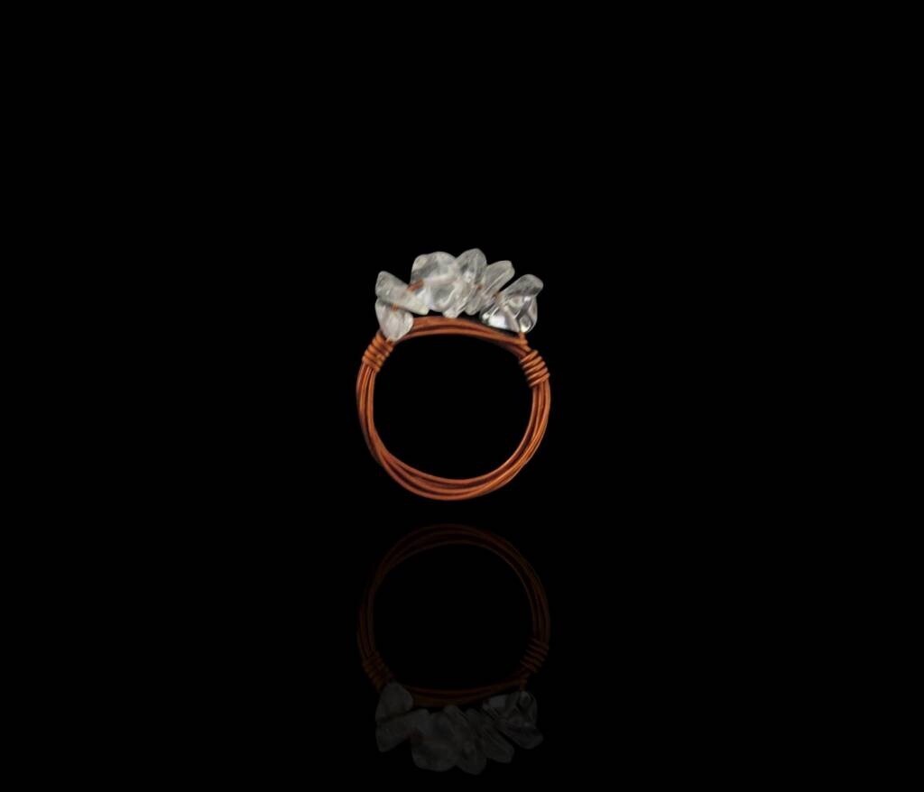Stackable copper ring with gemstones