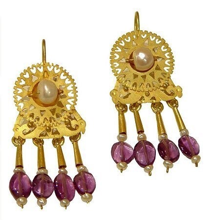 BYZANTINE REPLICA WITH AMETHYST &amp; PEARL
