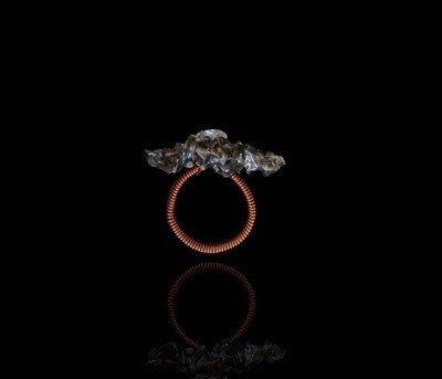 Tumbled gemstone copper flower ring