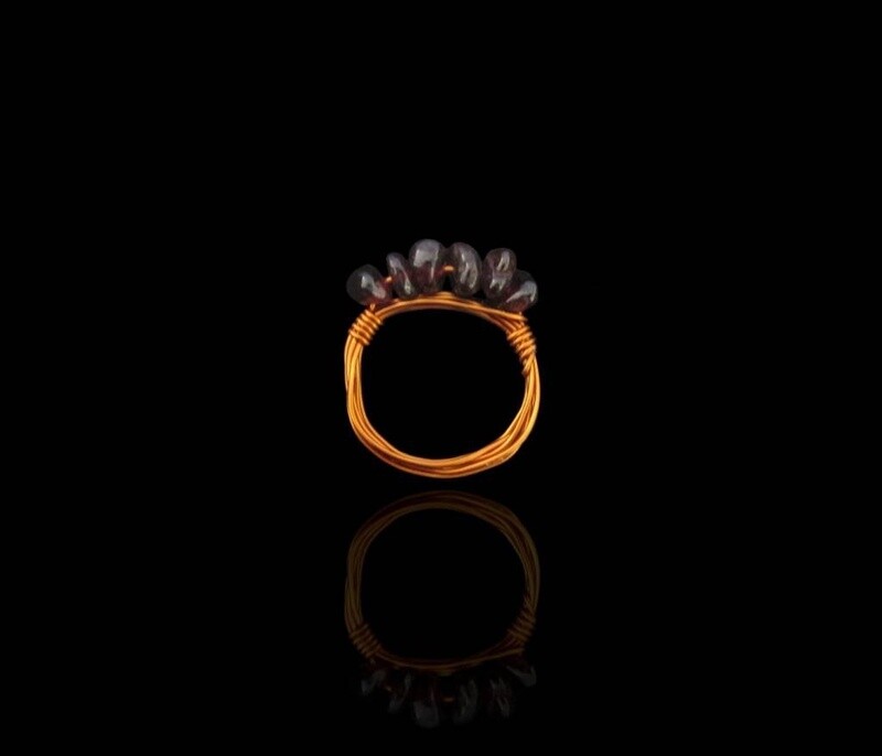 Stackable copper ring with gemstones
