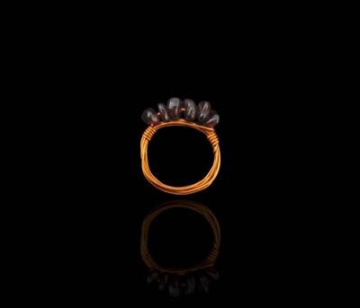 Stackable copper ring with gemstones