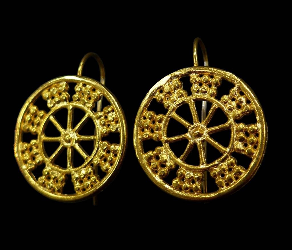 WHEEL OF FORTUNE ASSYRIAN EARRINGS