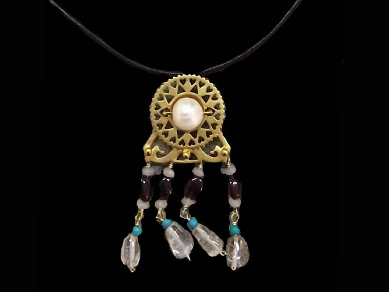BYZANTINE PENDANT ON LEATHER NECKLACE