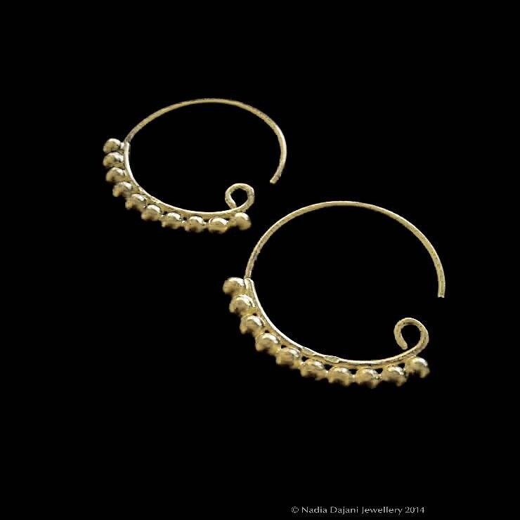 Roman round hoop earrings with gold beading