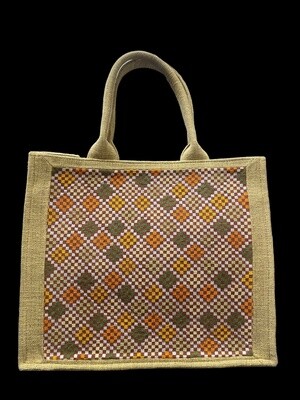 YELLOW TOTE BAG WITH ORANGE &amp; YELLOW EMBROIDERY