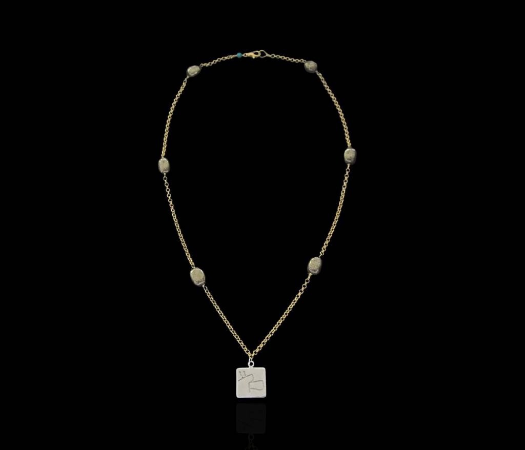GP CHAIN NECKLACE. PYRITES AND NABATEAN PENDANT