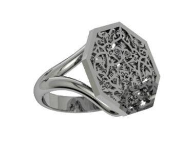 OCTAGON RING DOUBLE BAND SILVER
