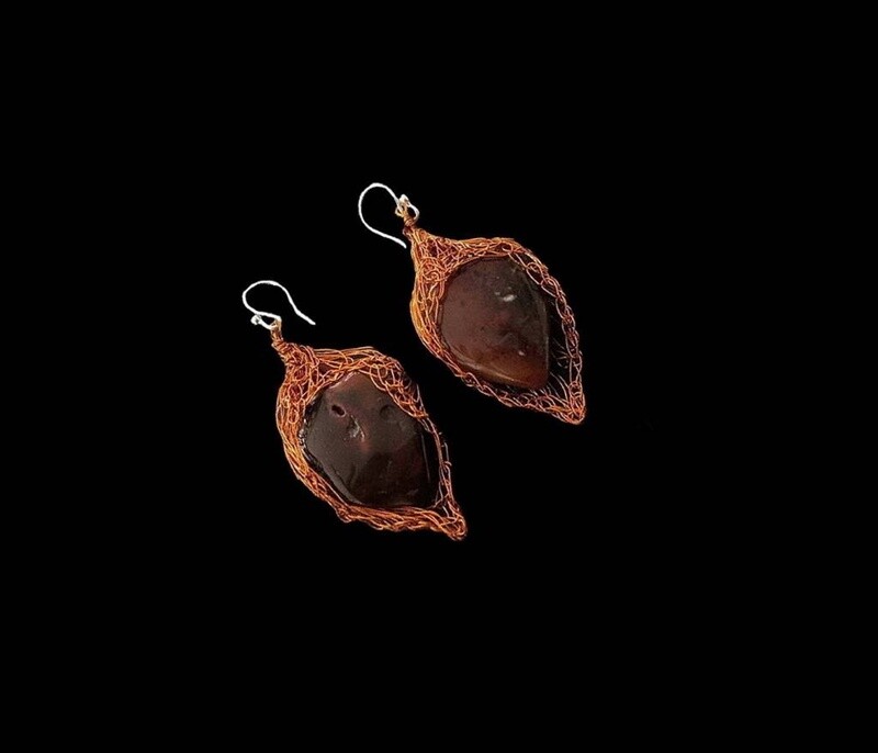 Agate Wrap Leaf Earrings