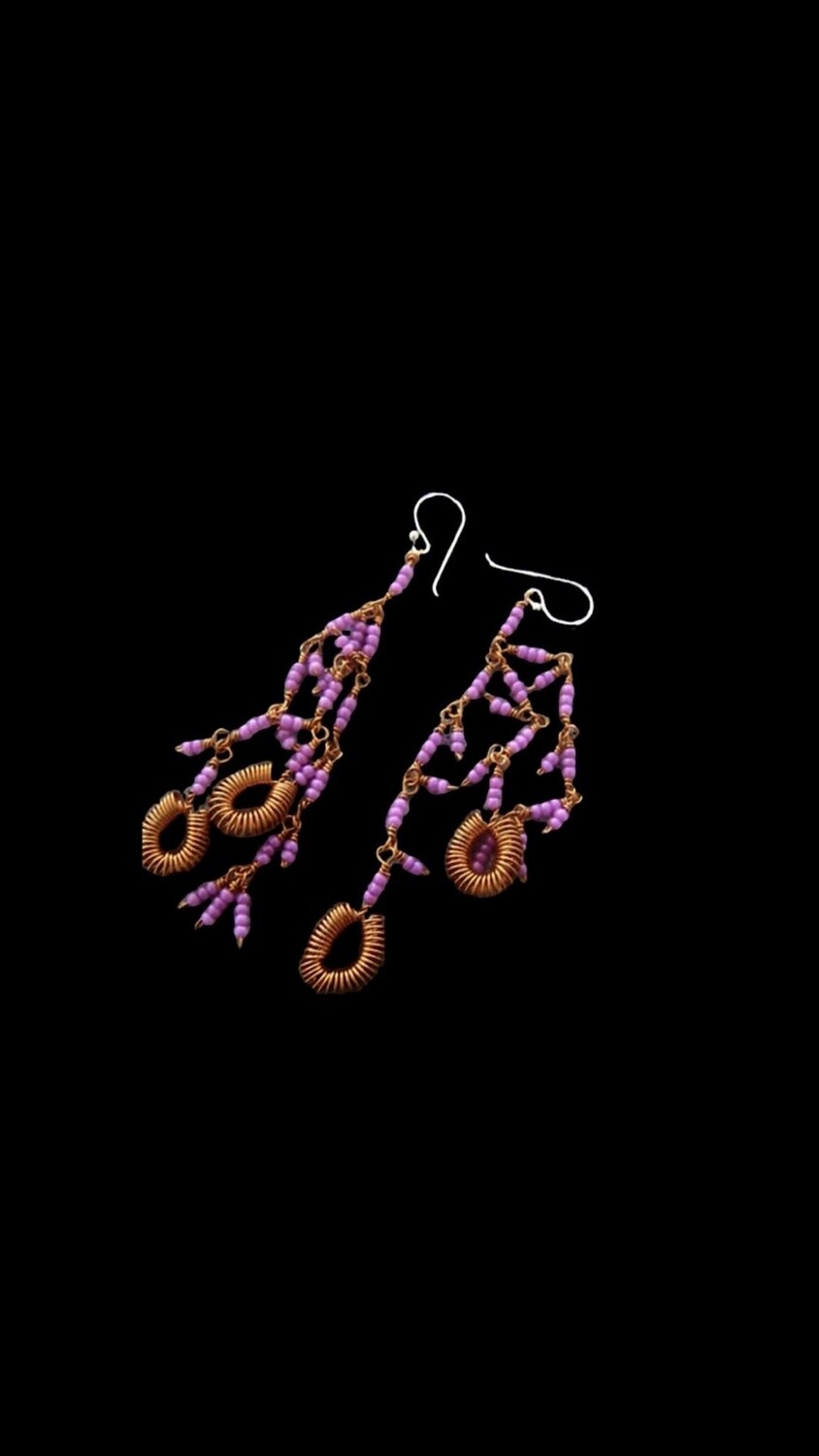 COPPER SHOWER EARRINGS WITH BEADS