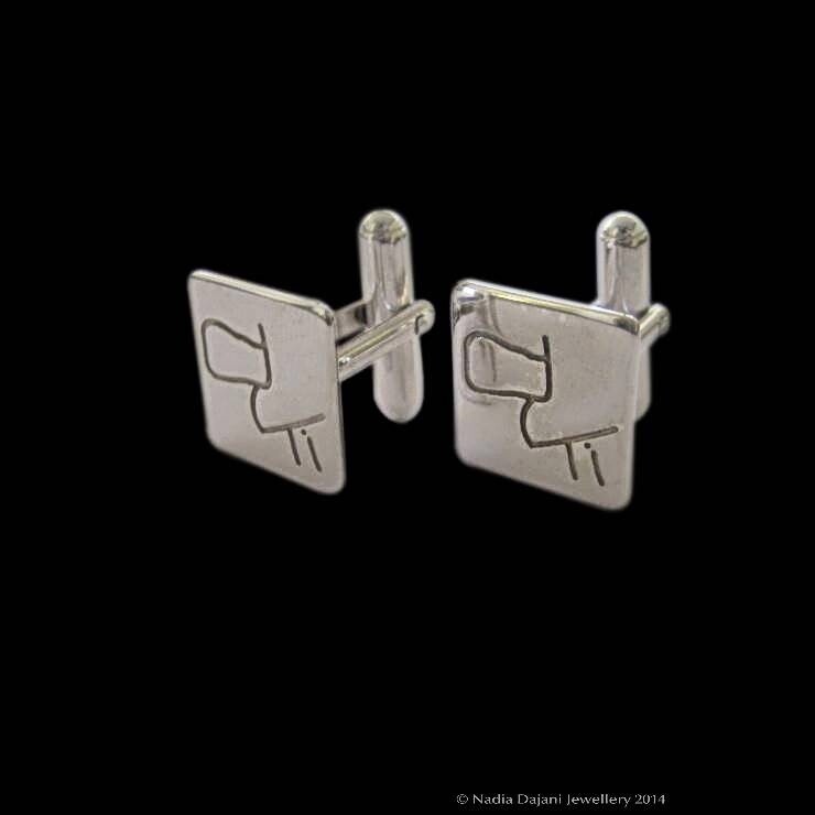 NABATEAN SALAM SCRIPT CUFFLINKS SILVER