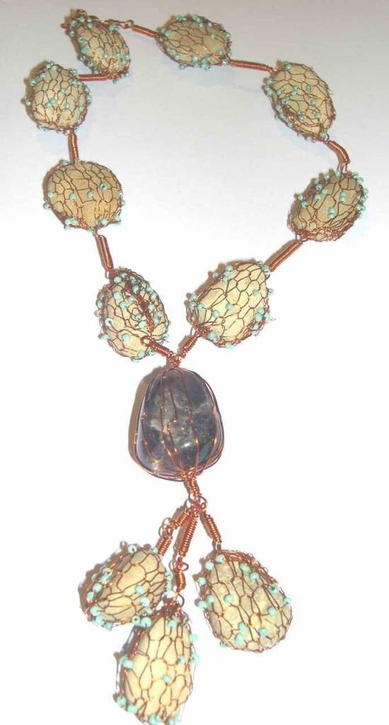 COPPER WRAPPED DEAD SEA PEBBLES NECKLACE