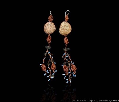 Pebble &amp; tassel earrings