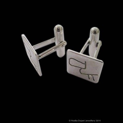Nabatean Salam Script Cufflinks Silver