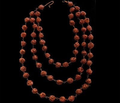 Long layered copper beaded necklace