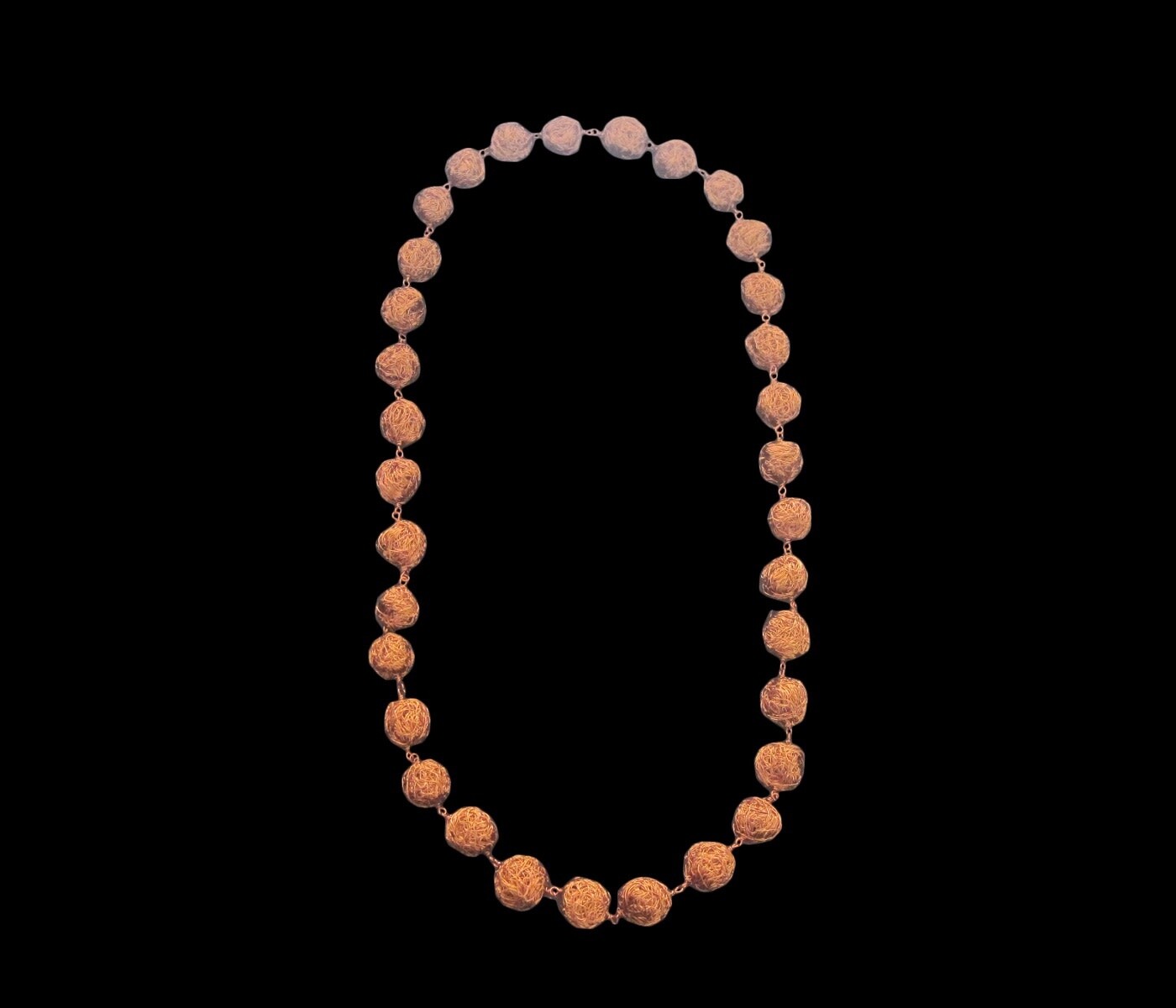 Long layered copper beaded necklace, Size: One Layer