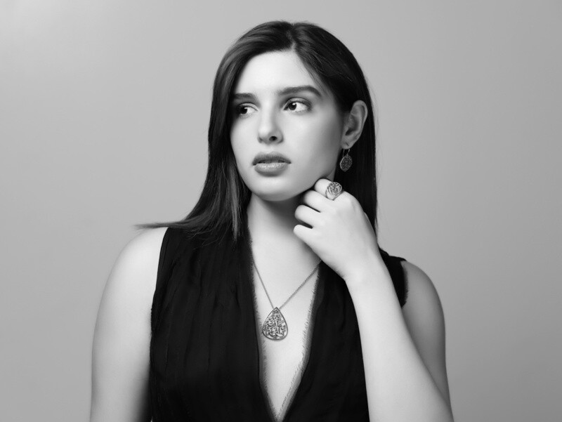 Pear Shaped Nima Afia Daima Necklace on Silver Chain