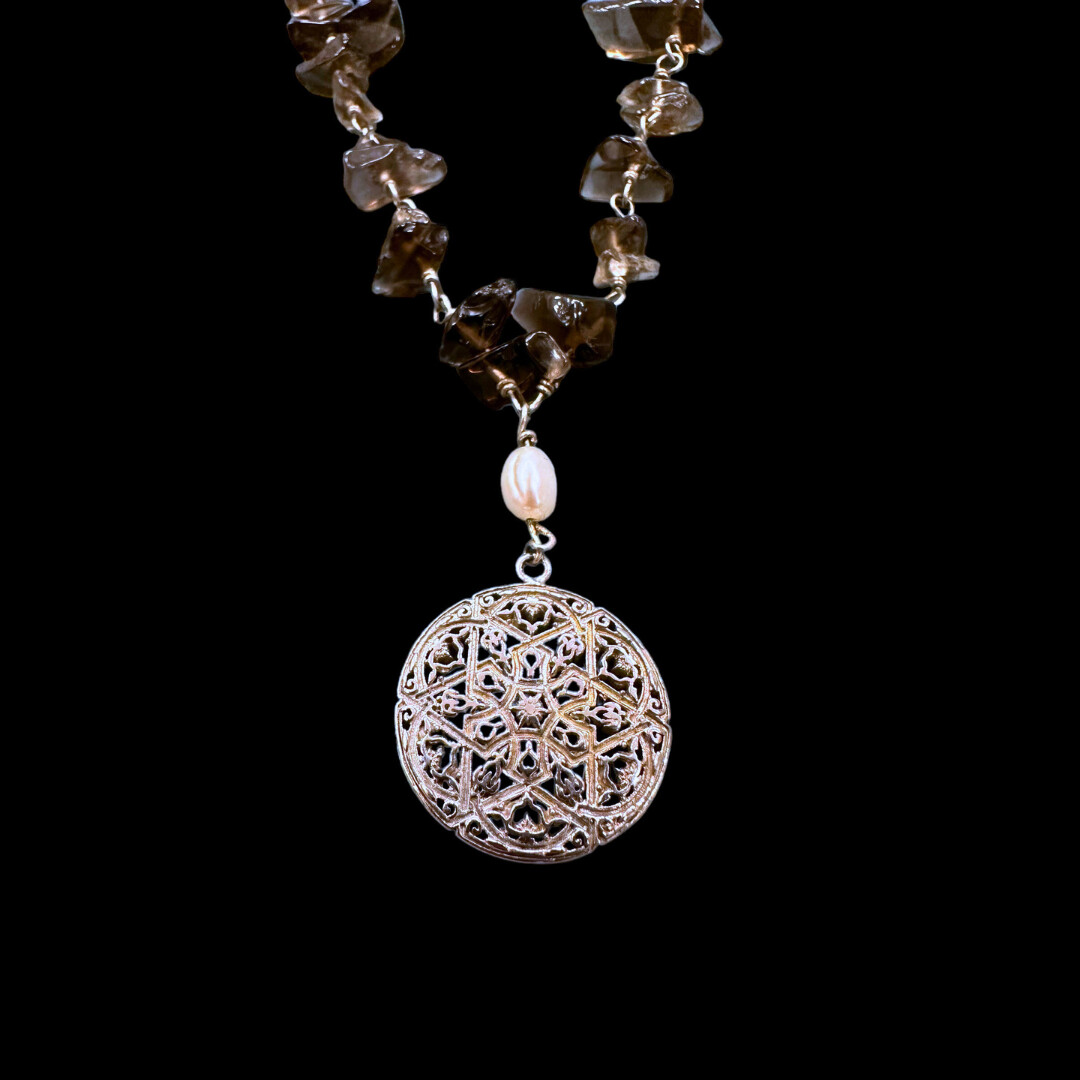 Gemstone Necklace with Andalucian Pendant, Material: Silver
