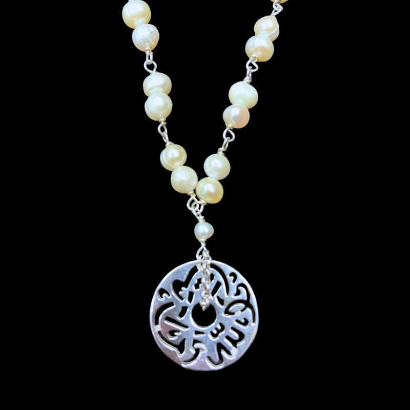 Pearl Necklace with Masha&#39;Allah Disc