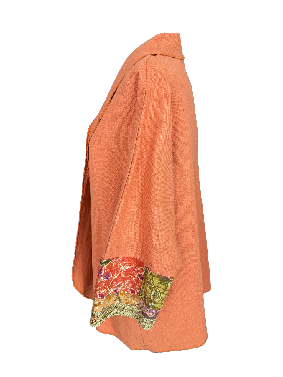 The Round Jacket in Orange Egyptian Cotton with Silk Cuffs