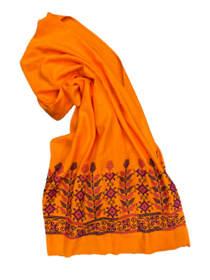 The Embroidered Scarf in Orange