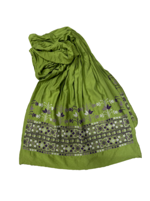 The Embroidered Scarf in Green