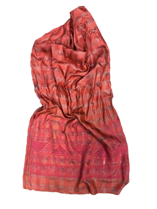 The Embroidered Silk Scarf in Orange