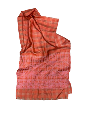 The Embroidered Silk Scarf in Orange
