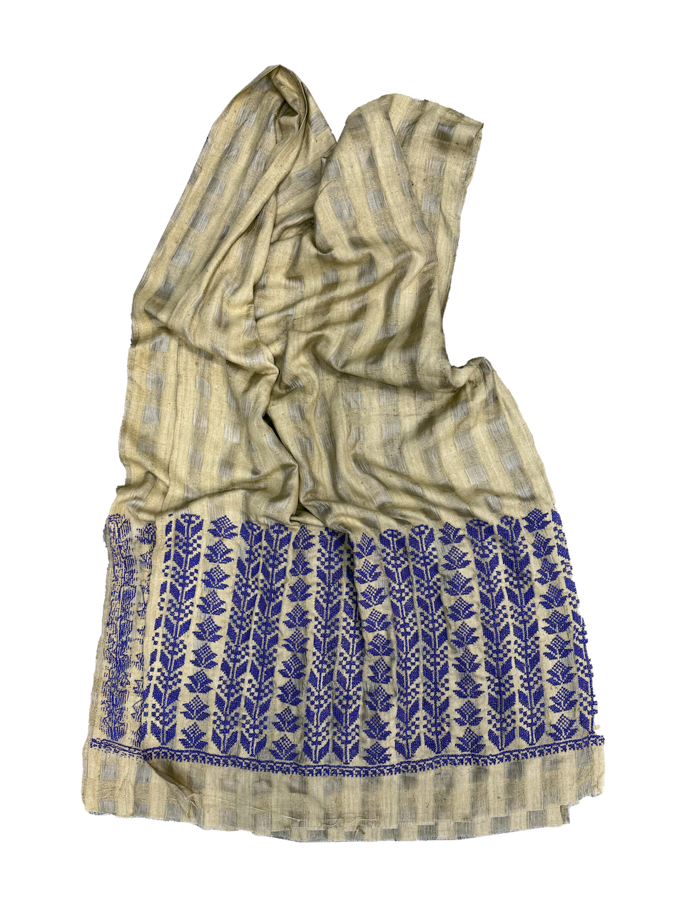 The Embroidered Silk Scarf in Olive Green