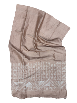 The Embroidered Silk Scarf in Pink Thai Silk