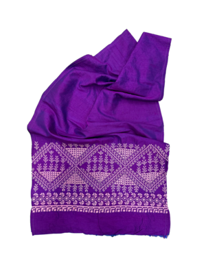 The Embroidered Scarf in Purple Thai Silk
