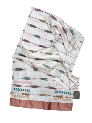 Embroidered Silk Scarf With Ikat Pattern