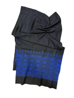 The Medium Sized Embroidered Scarf in Black