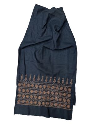 The Medium Sized Embroidered Scarf in Black