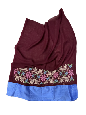 The Embroidered Najaf Scarf in Burgundy