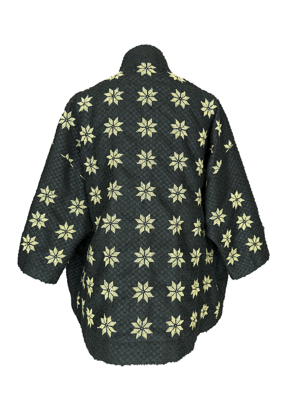 The Heavily Embroidered Round Jacket in Black With Star Embroidery