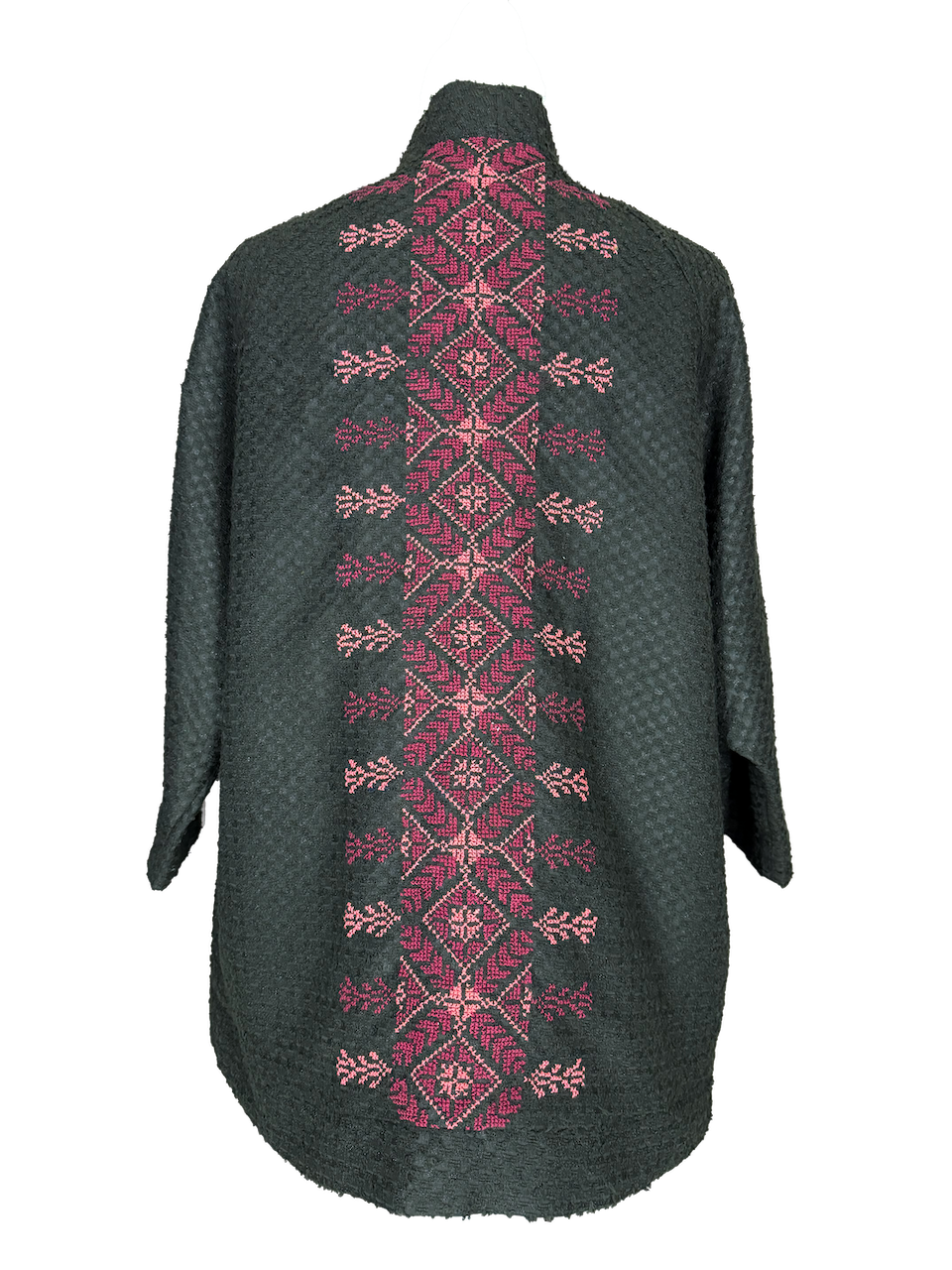 The Embroidered Round Jacket in Black