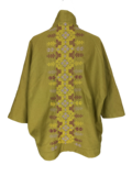 The Embroidered Round Jacket in Olive Green