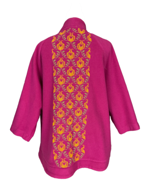 The Embroidered Round Jacket in Fuchsia