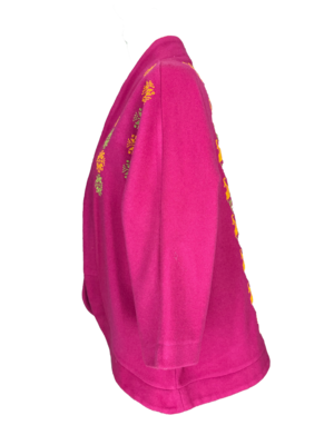 The Embroidered Round Jacket in Fuchsia
