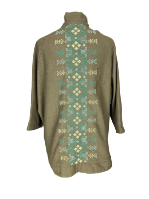 The Embroidered Round Jacket in Light Brown
