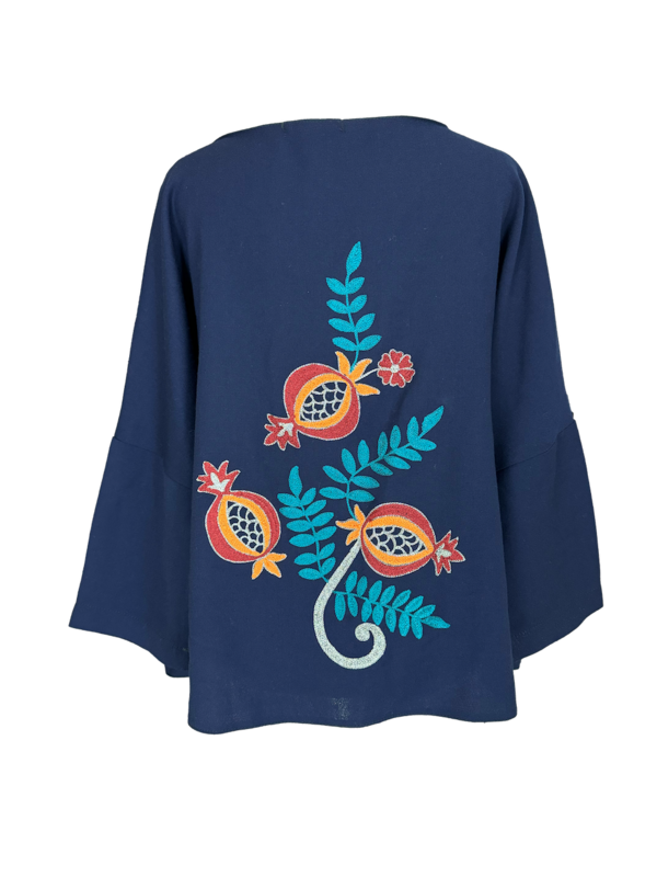 The Ottoman Boxy in Navy Blue, Embroidery Style: Pomegranates
