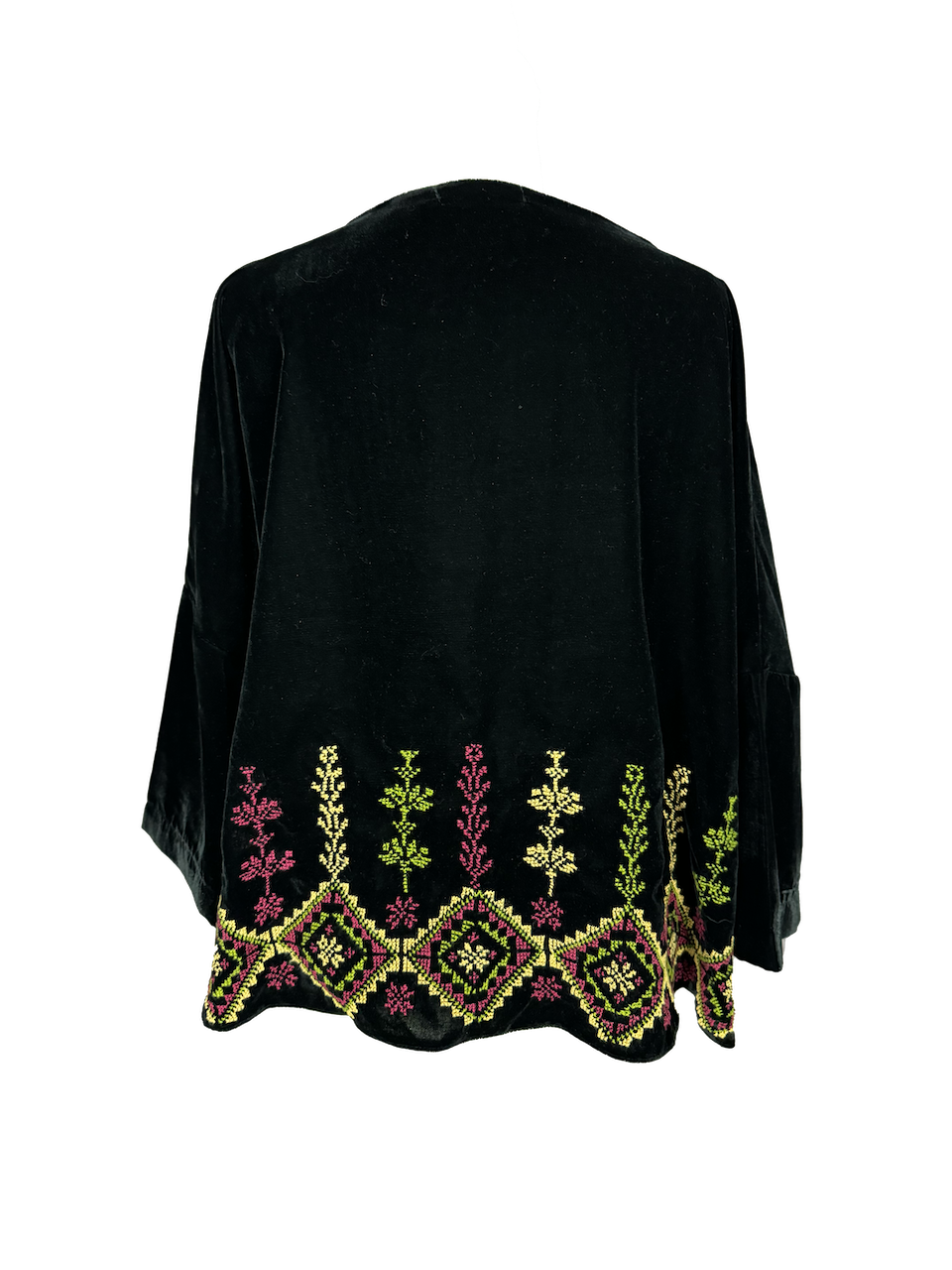 The Velvet Boxy in Black With Hand Embroidery on the Front and Back