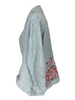 The Embroidered Round Jacket in Light Grey
