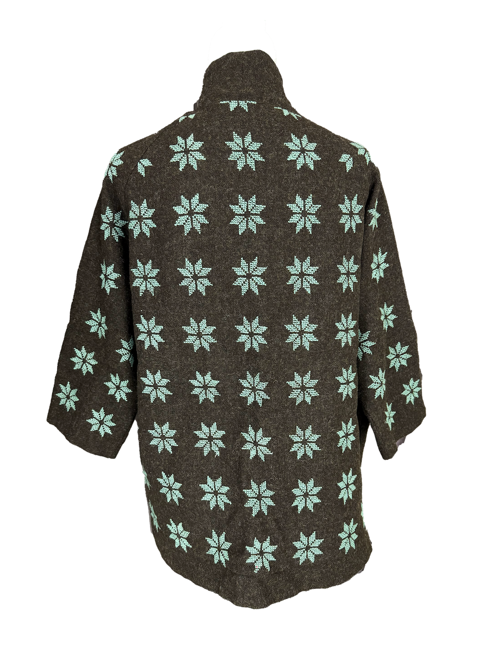The Heavily Embroidered Round Jacket in Dark Brown With Star Embroidery