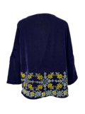 The Velvet Boxy With Hand Embroidery in Purple With Horizontal Yellow and White Embroidery